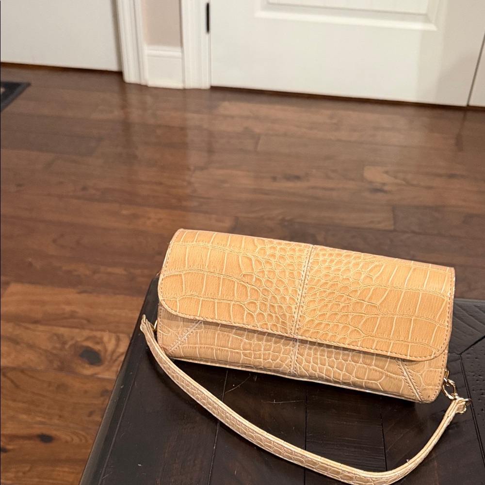 Liz Claiborne Tan Crocodile-Pattern Wristlet